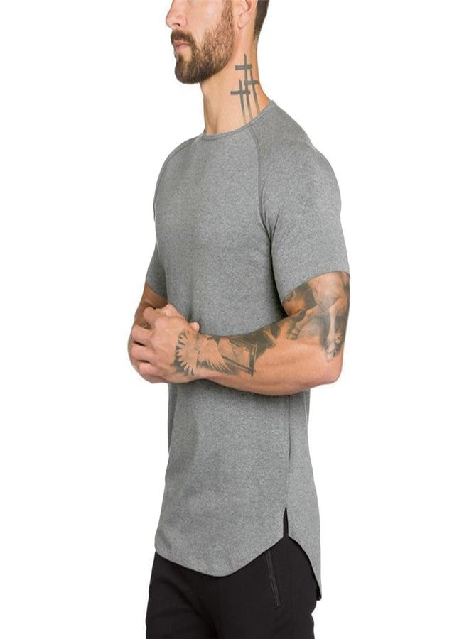 TEZO Mens Gym Workout Slim Fit Short Sleeve T-Shirt Cotton Performance Athletic Shirts Running Fitness Tee Loungewear(LGBK L) - Image 2